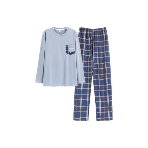 HUAJIDEGUSHI Светло-синий Мужской Пижамный комплект