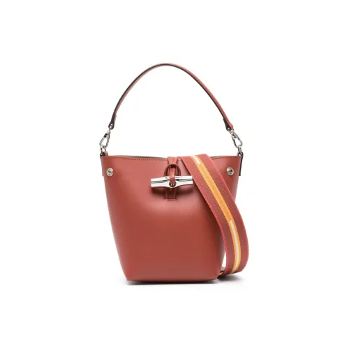 LONGCHAMP Roseau Телячья кожа Ведрообразная сумка Сумка Сумка через плечо Сумка через плечо Экстра Маленькая Женская Красно-коричневая