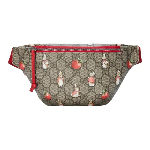 GUCCI Peter Rabbit™ Коллаборация Холст с кожей Бананка Детский Эбеновый Зеленый Красный