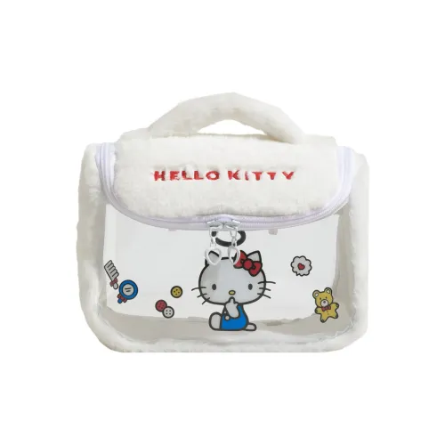 Санрио Hello Kitty ПВХ с полиэстером Косметичка среднего размера Женская Белая