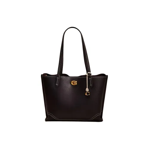 COACH Willow Полированная кожа сумка-тоут сумка для покупок сумка через плечо сумка большая женская черная
