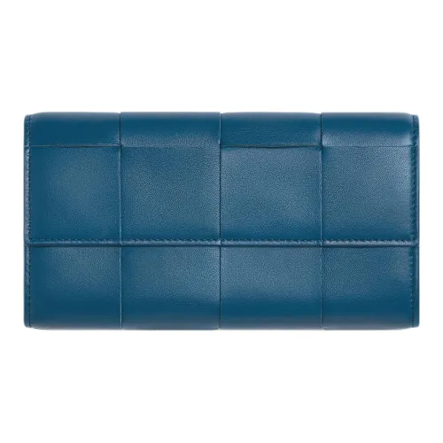 Bottega Veneta Lambskin Wallet Large Women's Deep Pacific