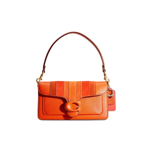 COACH Tabby Полированная Галька Кожа Портативная Сумка через плечо Сумка на плечо Женская Латунь Солнечно-оранжевый