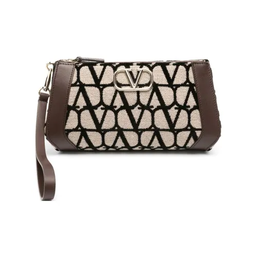 Valentino Canvas Clutch Женская Бежевая Коричневая Черная
