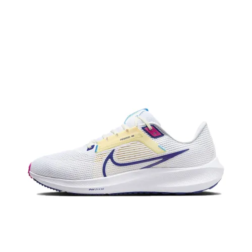 Nike Air Zoom Pegasus 40 Устойчивый к истиранию Дышащий Баланс Низкий Топ Повседневные Тренировочные Беговые кроссовки Мужские Белый Синий