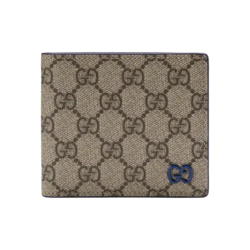GUCCI GG Supreme Холст Кошелек Мужской Бежевый и Эбеновое дерево
