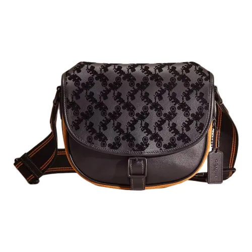 COACH Утонченный Телячья кожа с Замша Сумка через плечо Средний Женские Матовый черный Черный