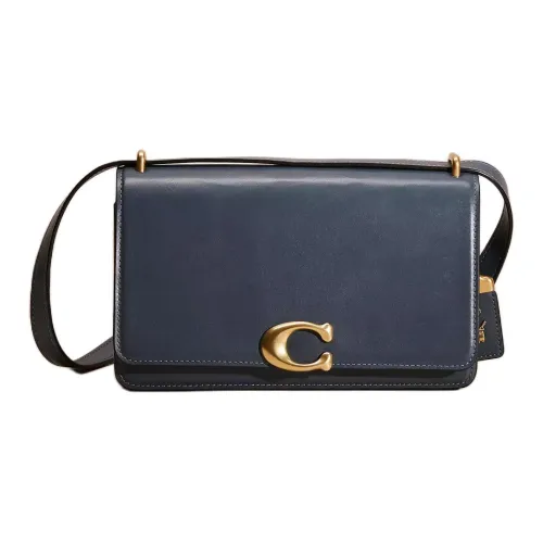 COACH Bandit Телячья кожа Сумка через плечо Средняя Женская Латунная Панель из денима