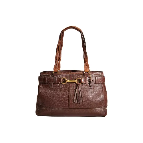 COACH Hamptons Зернистая кожа личи кожа сумка на плечо сумка большая унисекс латунь с махагони