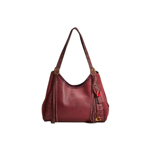 COACH Lori Pebble кожа сумка через плечо женская латунь заклинание "сжать обруч" бордовый