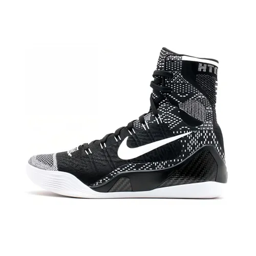 Nike Kobe 9 Elite Черный Месяц Истории Kobe 9 High Топ Баскетбольные кроссовки для игры Мужской Черный Белый