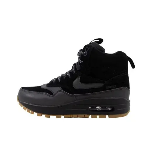 Nike Air Max 1 MID Sneakerboot Амортизация Износостойкий Высокий Топ Повседневная Обувь Женская Черная