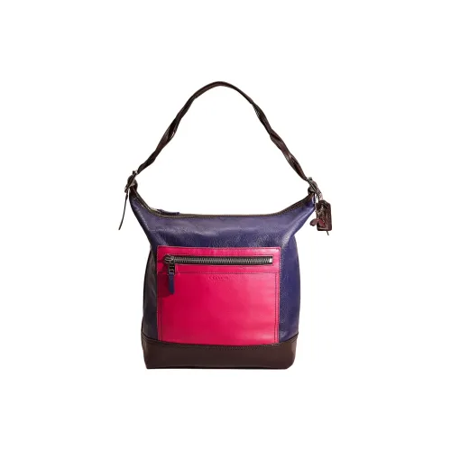 COACH Legacy Перчаточная дубленая кожа Сумка Сумка через плечо Большая Женская Черная и Морская Синий Многоцветная