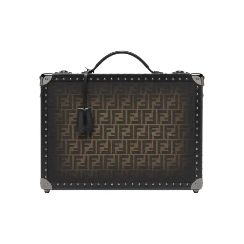 FENDI Medium Trunk FF EclissiЧемодан Из Ткани Коричневого Цвета С Узором FF