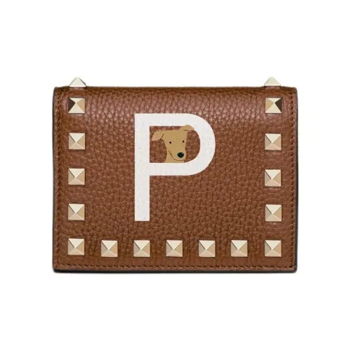 Valentino Garavani Rockstud Телячья кожа с рельефом Кошелек Женское Седло и Белый