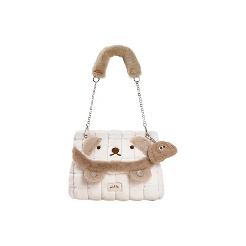 MIFFY Плюшевый Плечевая Сумка Сумка-тоут Сумка для покупок Сумка через плечо Обычная Женская Экрю Хаки