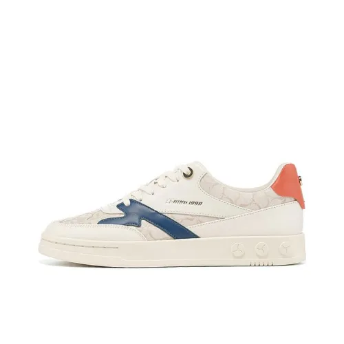 LI NING 1990 Classic Collection Амортизация Низкие Кроссовки для скейтбординга Мужские Белые и Синие