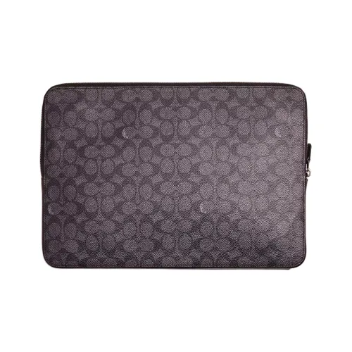 COACH Коровья кожа Ноутбук Сумка Большая Унисекс Уголь