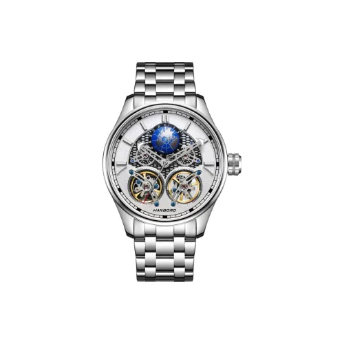 HANBORO STAR COLLECTION Автоматические механические часы мужские с открытым механизмом циферблат с черепом модель HBR88821G серия BBB