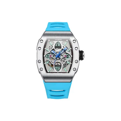 HANBORO Four Leaf Clover Коллекция Автоматические механические часы Мужские часы с черепным циферблатом HBR989,1 BL