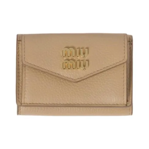 MIU MIU Кожа Кошелек Маленький Женский Песочно-Бежевый Желтый