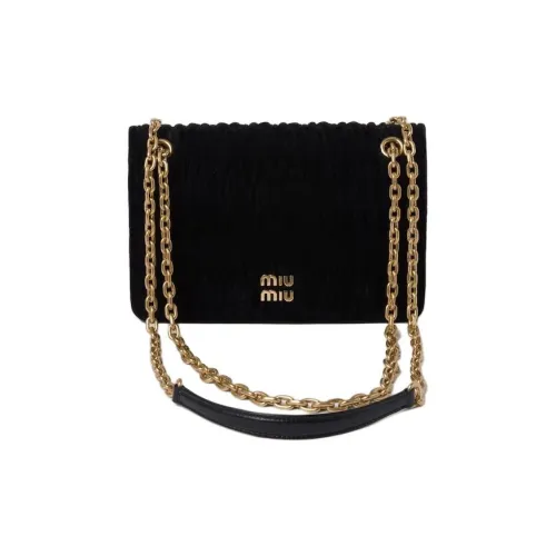 MIU MIU Matelassé Велюр Сумка через плечо Сумка на плечо Мини Женская Черная