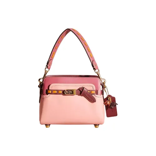 COACH Tate Перчатка из дубленой кожи Сумка Маленькая Женская Латунь и Конфетно-розовый Многоцветный
