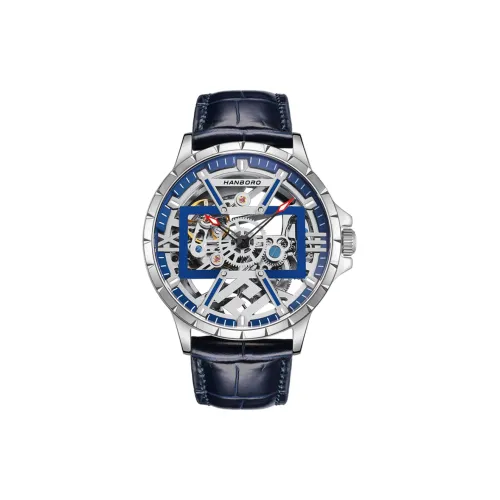 HANBORO Автоматический Механический Механизм Часы Мужские Часы С Черепным Циферблатом HBR910 BL