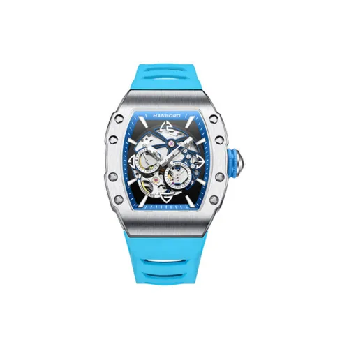 HANBORO Автоматический Механический Механизм Часы Мужские Часы С Черепным Циферблатом HBR991 BL