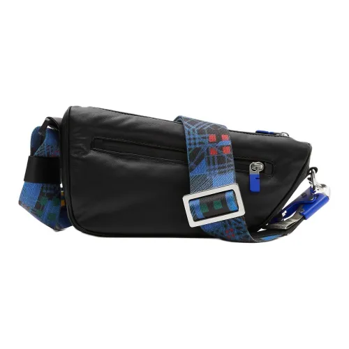 Burberry Телячья кожа Полиэстер Сумка через плечо Мужская Черная