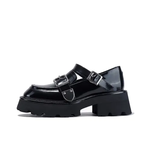 BELLALILY Туфли Мэри Джейн с грубым каблуком 5,5 см женские черные