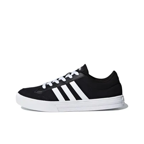 Adidas Neo Vs Set Slip-resistant Low Top Скейтборд Кроссовки Унисекс Черный Белый Корейский стиль