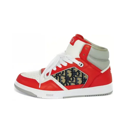 DIOR B27 Высокие Топы Стильные Скейтбординг Мужские Красно-Серый Белый