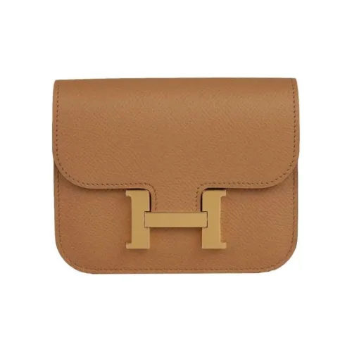 HERMES Constance Slim Эпсомская кожа Клатч Кошелек Бананка Женские 2S Кунжут