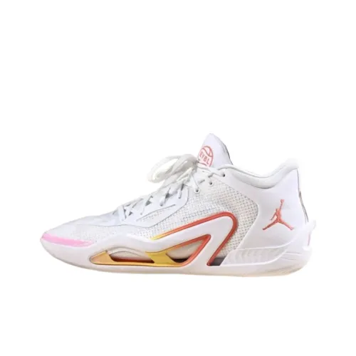 Джордан Tatum 1 Амортизаторы Slip-resistant и устойчивые к истиранию Низкий топ Баскетбольные кроссовки Мужской Белый Красный