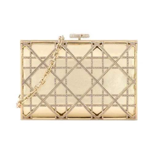 DIOR Металл и Белая Смола Сумка Сумка через плечо Сумка через плечо Мини Женская Светло-Золотая