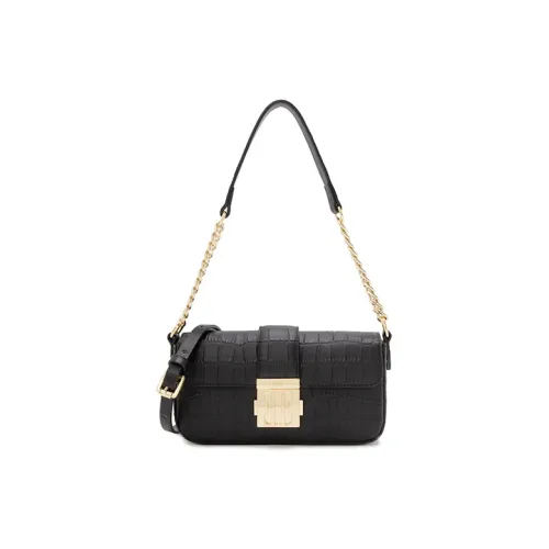 ELLE Коровья кожа Подмышка Одно плечо Маленькая квадратная сумка Маленькая Женская Черная Коричневая