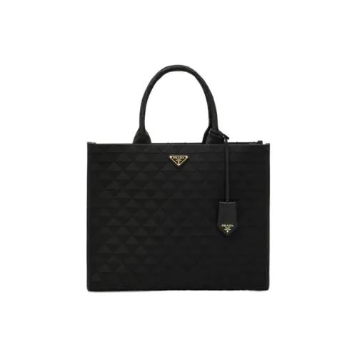 PRADA Symbole Кожа Тоут Сумка Сумка для покупок Сумка Большая Женская Черная