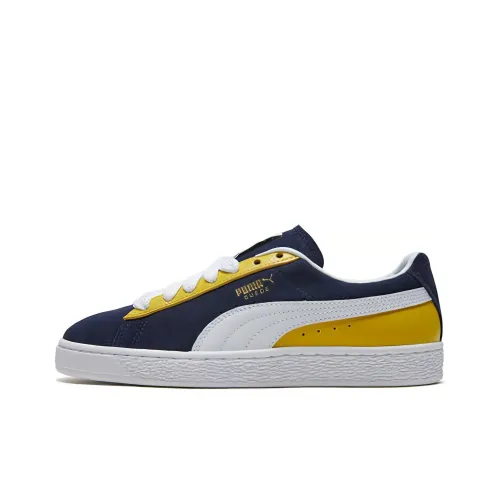 PUMA Suede Series Классический Блок Низкие Кроссовки для скейтбординга Женские Синий Желтый