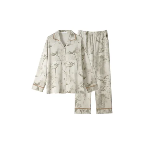 Same Language Женские, Бумага Сюань Белый Чернила Лотос Женские Пижамные комплекты