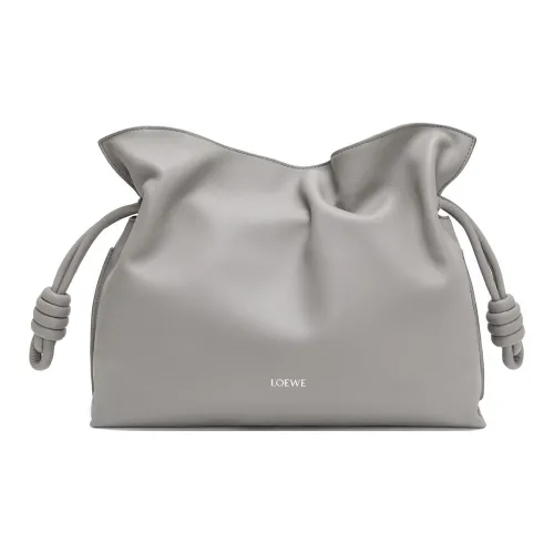 LOEWE Flamenco Napa Голень Кожа Клатч Женские Pearl Gray
