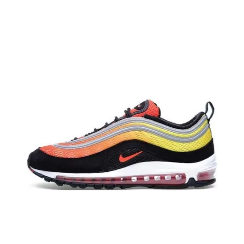 Nike Air Max 97 Амортизация Износостойкие Низкие Кроссовки для Бега Унисекс Черные Желтые
