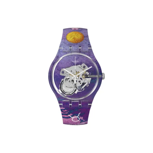 SWATCH X YOU CANVAS ZODIAC Collection Кварцевый механизм Унисекс Часы 41 мм Фиолетовый Циферблат