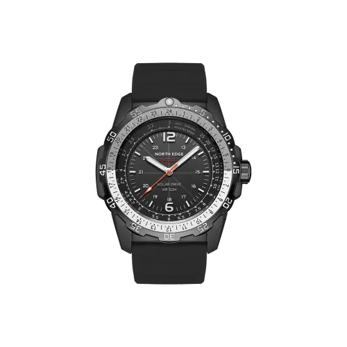 NORTH EDGE Солнечный кварцевый механизм, мужские часы, 46 мм*46 мм*14,2 мм, черный