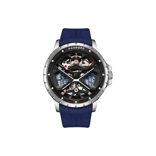 HANBORO X Collection Автоматический Механический Механизм Часы Мужские Черный Циферблат HBR909 BHL