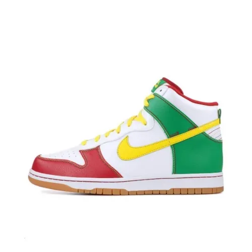 Nike Dunk High 6,0 Slip-Resistant Abrasion-Resistant High Top Skateboard Shoes Men's White Red Green Найк Dunk High 6,0 Противоскользящие Устойчивые к истиранию Высокие Кроссовки для скейтбординга Мужские Белый Красный Зеленый