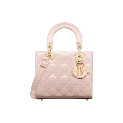 DIOR Lady Dior Корова Кожа Сумка Lady Dior Сумка через плечо Сумка Маленькая Женская Румяна Розовый