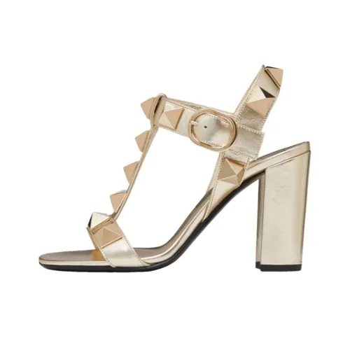 Valentino Roman Stud One Ремень Сандалии 9cm Женские Белые Золотые