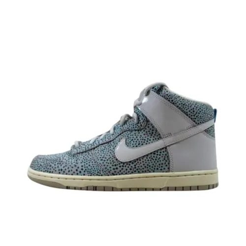 nike Dunk High Skinny Принт Амортизация Износостойкий MID Топ Скейтборд Кроссовки Женские Серый Синий