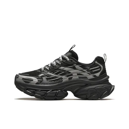 ANTA Fuyao Амортизация Износостойкие Низкие Топ Кроссовки Женские Черные Серебряные